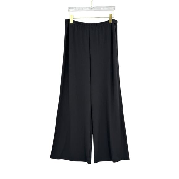Bob Mackie PETITE Black Wide Leg Pull On Comfortable Travel Palazzo Pants - Picture 1 of 7